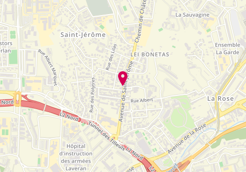 Plan de Longo Pizza, 75 avenue de Saint-Jérôme, 13013 Marseille