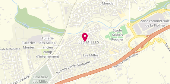 Plan de Les 1000 Pizza, Les Milles 47 Avenue Roger Chaudon Luynes, 13290 Aix-en-Provence