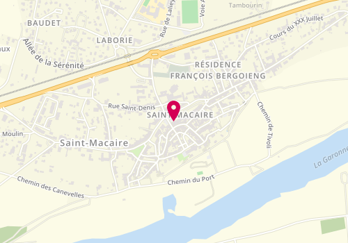 Plan de Pizzeria de l'Horloge, 4 place du Général de Gaulle, 33490 Saint-Macaire