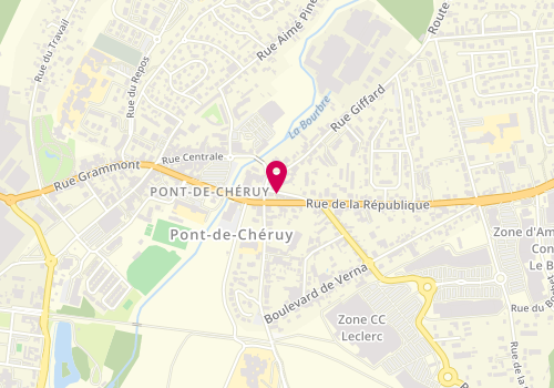 Plan de Pizzeria Emilio Pont-de-Cheruy, 2 Rue César Sornin, 38230 Pont-de-Chéruy