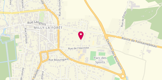 Plan de Délice Pizzas, 10 Rue du Stade, 91490 Milly-la-Forêt