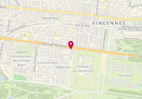 Plan de Pizza Hut, 1 Bis avenue de Paris, 94300 Vincennes