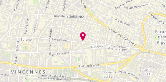 Plan de Pizza Uno, 141 Rue Diderot, 94300 Vincennes
