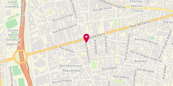 Plan de Pizza Center Milano, 25 Rue Robespierre, 93100 Montreuil