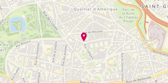 Plan de Burg & Pizz, 1 Rue de Bellevue, 75019 Paris