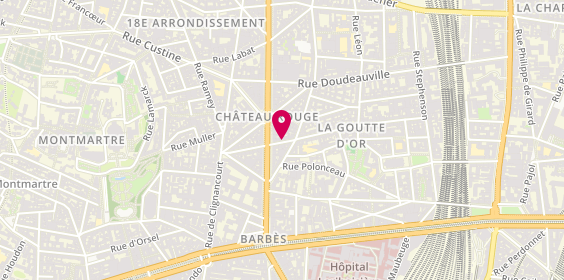 Plan de Chicken Hot, 76 Rue Myrha, 75018 Paris