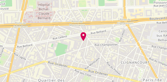 Plan de Pizzéria Rossini, 150 Rue Damrémont, 75018 Paris