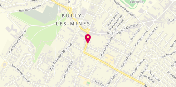 Plan de Bully pizza, 19 Rue Jean Jaurès, 62160 Bully-les-Mines
