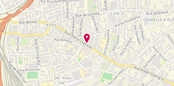 Plan de Pizzeria Lwiza, 221 Rue Pierre Legrand, 59800 Lille