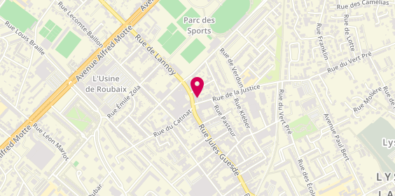 Plan de Domino's Pizza, 158 Rue Jules Guesde, 59390 Lys-lez-Lannoy